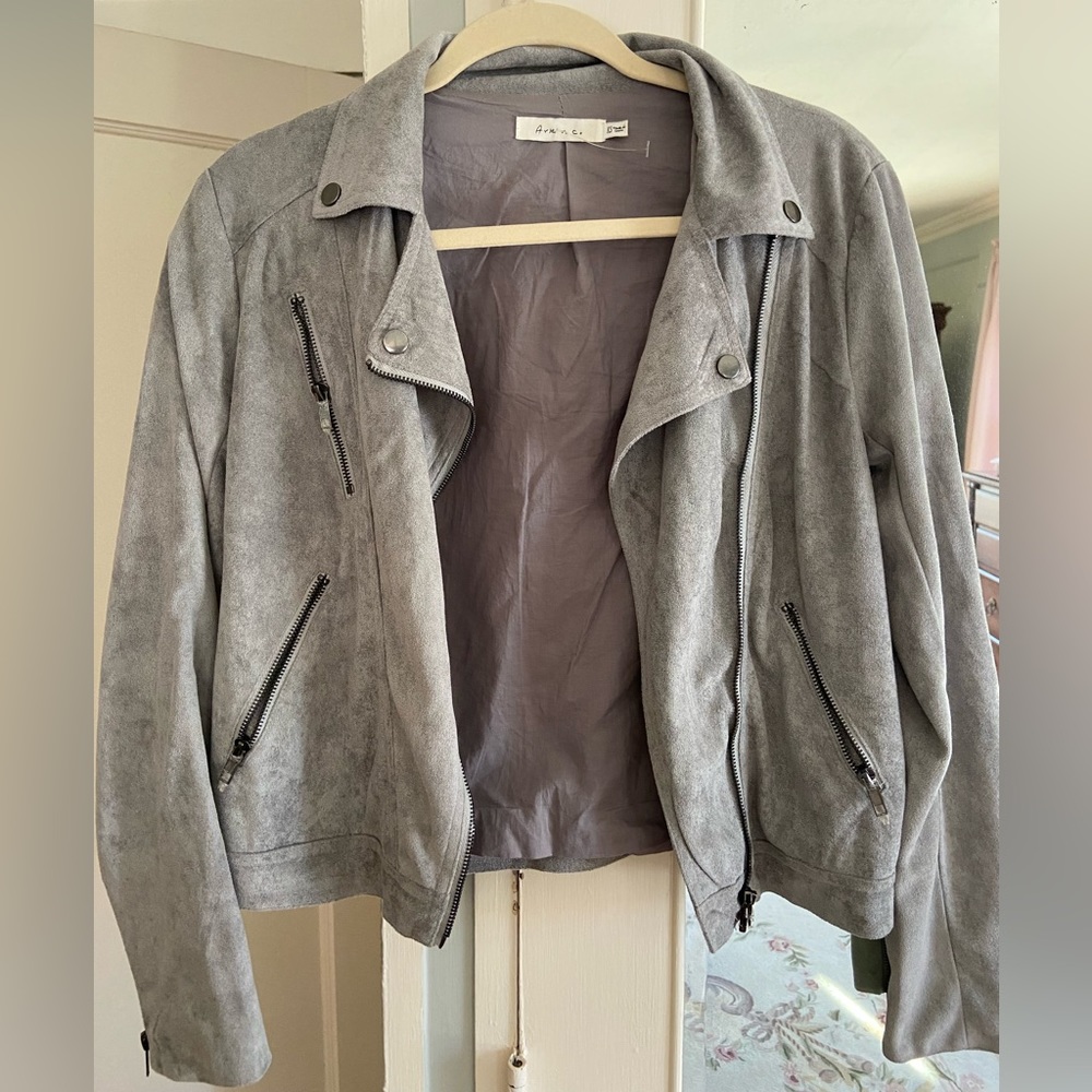 Ark & Co Grey Suede Zippered Jacket